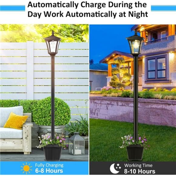 72" Solar Outdoor Light Solar Post Lamp Ligts Garden Lights - Picture 3 of 8